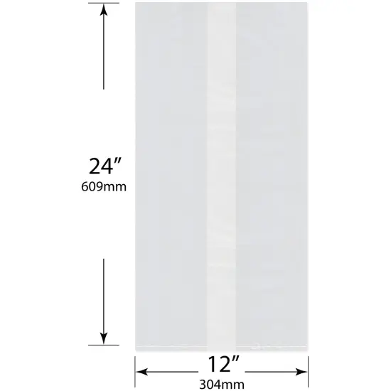 Plymor 12" x 10" x 24" (Pack of 100), 2 Mil Gusseted Plastic Bags {3}