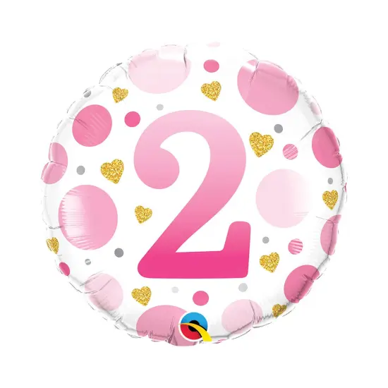 Age 2 Pink Dots 18 Inch Foil Mylar Balloon {1}