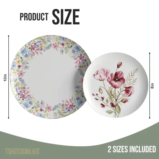 Earthtrends Heavy Duty Paper Plates for parties &ndash; Includes 8-Inch Paper Dessert Plates and 10-Inch Paper Dinner Plates &ndash; Disposable Floral Paper Plates for Parties, Weddings, Events, BBQs, Birthdays, Catering, Holidays &ndash; Elegant Tableware Set Provincial {2}