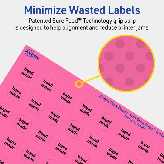 Avery Bright Pink Paper Labels, 0.75" Diameter Round {4}
