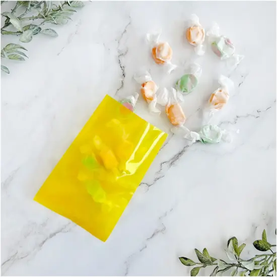 Plymor 4" x 6", Yellow 2 Mil Flat Open Plastic Poly Bags {4}