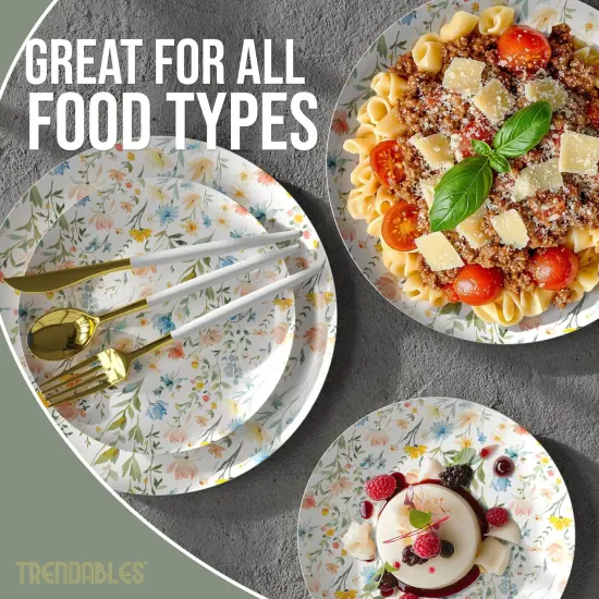 Earthtrends Heavy Duty Paper Plates for parties &ndash; Includes 8-Inch Paper Dessert Plates and 10-Inch Paper Dinner Plates &ndash; Disposable Floral Paper Plates for Parties, Weddings, Events, BBQs, Birthdays, Catering, Holidays &ndash; Elegant Tableware Set Fleur {4}