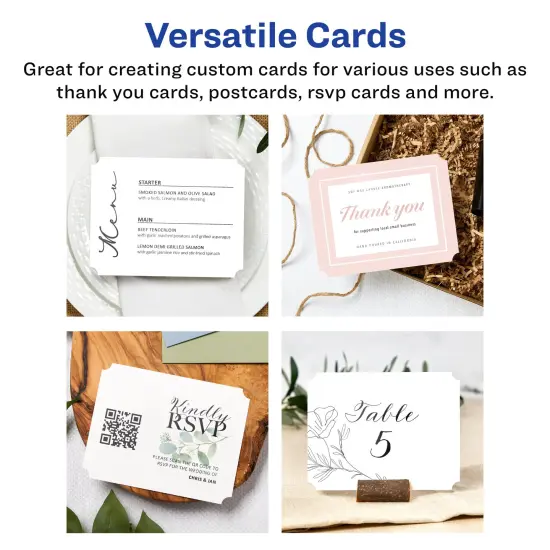 Avery Printable Matte White Corner Cards with Sure, 4.25" x 5.5" Rectangle Scalloped {2}