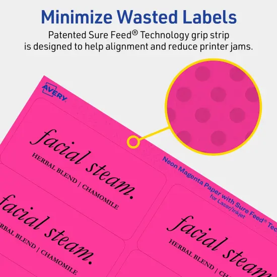 Avery Neon Magenta Paper Labels, 2" x 4" Rectangle {4}