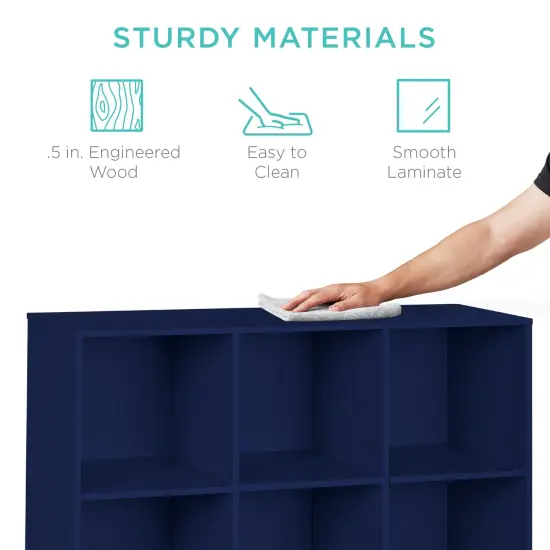 Best Choice Products 9-Cube Bookshelf, 13.5in Display Storage System, Organizer w/ Removable Back Panels Navy {6}