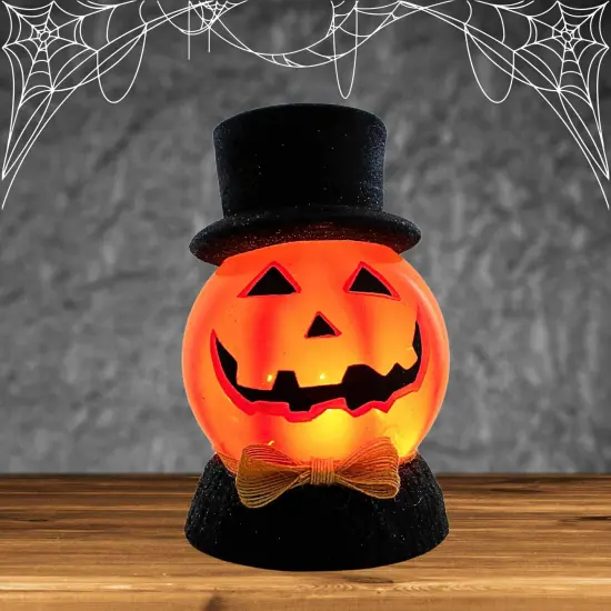 Stony Creek 7.5 Inch Halloween Pre-Lit Ball W/Base Halloween Lighted Glass Accent , Halloween Decor Jack-O-Lantern TRIANGLE {4}