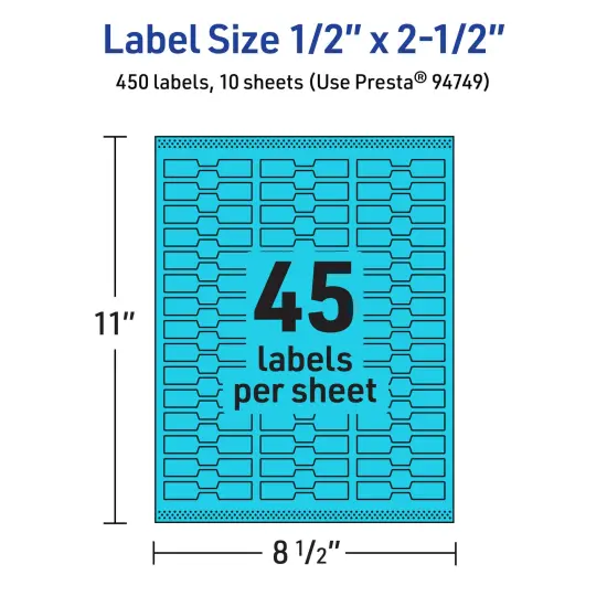 Avery Bright Blue Paper Labels, 0.5" x 2.5" Barbell {5}
