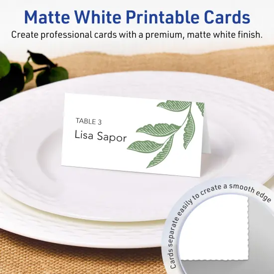 Avery Matte White Tent Cards, 2-1/6" x 4" Rectangle {2}