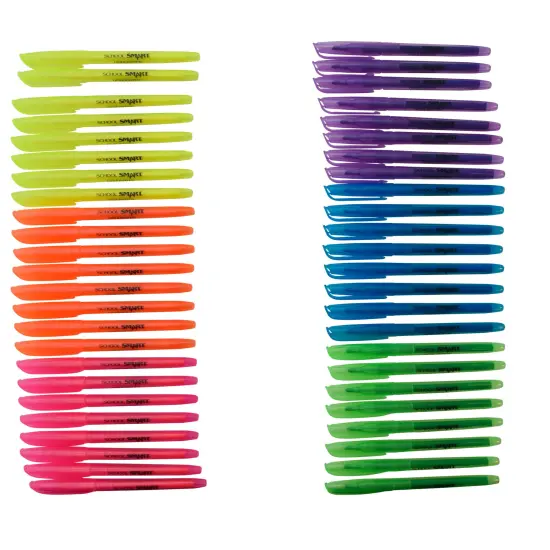 School Smart Pen Style Highlighters, Chisel Tip, Assorted Colors, Pack of 48 {4}