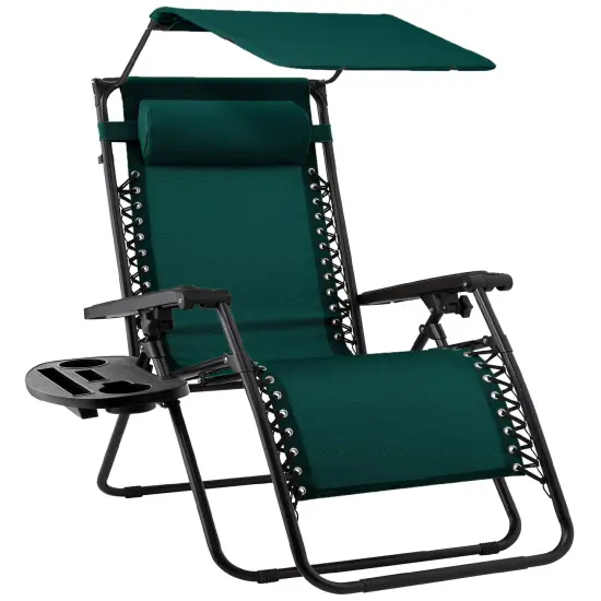 Best Choice Products Folding Zero Gravity Recliner Patio Lounge Chair w/ Canopy Shade, Headrest, Tray Burnt Orange {7}