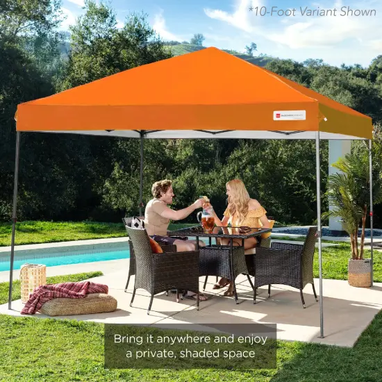 Best Choice Products 8x8ft Easy Setup Pop Up Canopy w/ 1-Button Setup, Wheeled Case, 4 Weight Bags Orange {6}