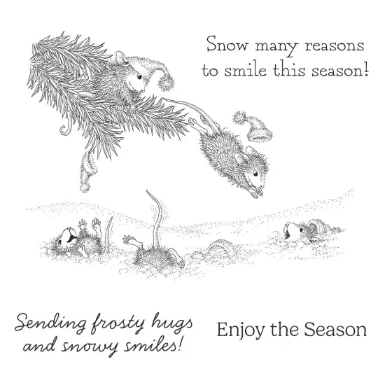 House Mouse Cling Rubber Stamp-Snow Smiles {2}