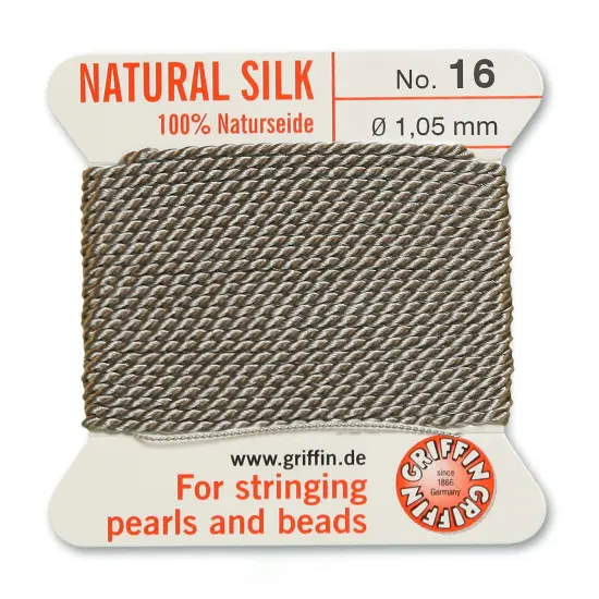 Size 16 Griffin Bead Cord 100% Natural Silk Grey {2}