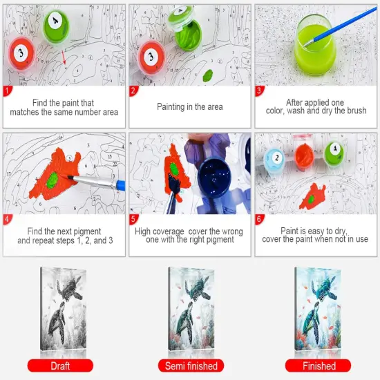 Paint by Number for Adults Sea Turtle ,16 x20 Inch {5}