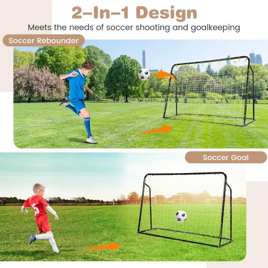 2-in-1 Kids Soccer Goal Set with Adjustable Height and Metal Pipes Ideal for Outdoor Use Black {6}