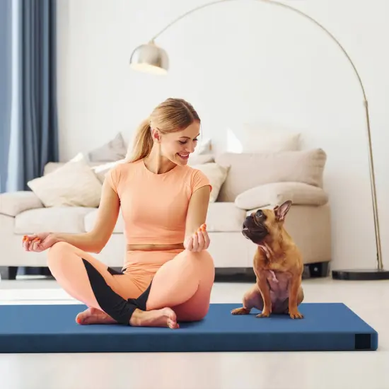 Plush Foam Camping Mattress Pad with Bag and Fasteners Navy {3}