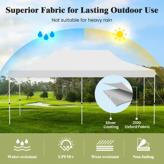 10x20 Feet Pop Up Foldable and Portable Outdoor Gazebo with Carry Bag Ideal for Party or Wedding Ceremony White {6}