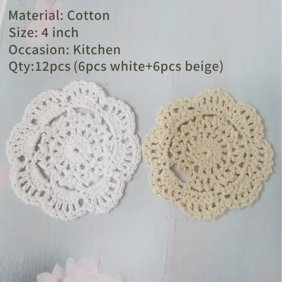Doilies Cloth Lace Crochet Doilies Place Mats Round Handmade Cotton Placemats {2}