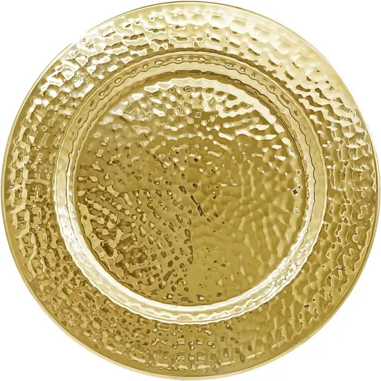 Stainless Steel Hammered Charger Plates, Gold Dinner Plate Chargers Set of 6, Round Server Ware Charger Plate {1}