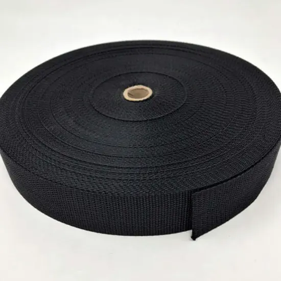 Black Polyester Webbing 1 Inch 1.5 Inches 2 Inches 50 Yards Full Roll {1}