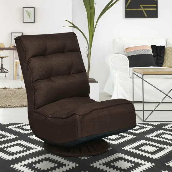 5-Position Folding Floor Gaming Chair with 360 Degrees Swivel Base Suitable for Any Room Brown {1}