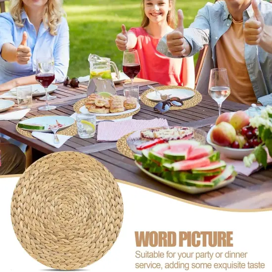 100 Pcs Disposable Printed Woven Paper Placemats Bulk 11 Inch Round Wicker Printed Chargers Place Mat Farmhouse Braided Rattan Tablemats {3}