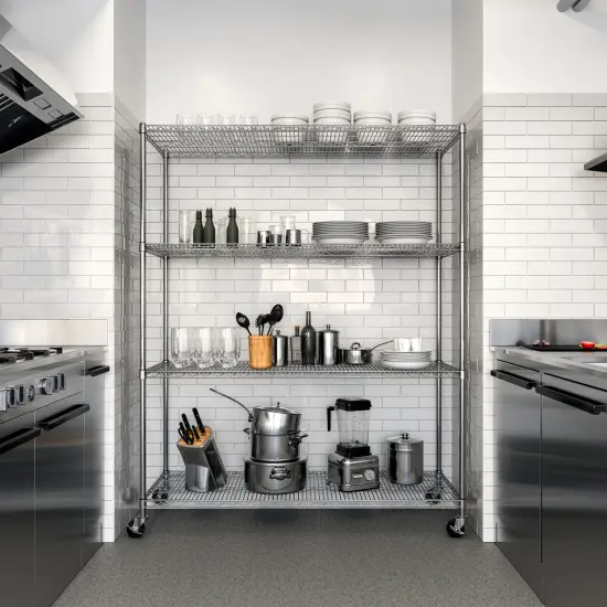 Seville Classics UltraDurable 4-Tier NSF Steel Shelving, 60" W x 24" D x 76" H Plated steel {9}