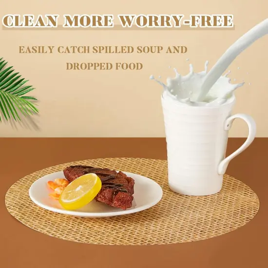 50 Pieces Disposable Burlap Printed Paper Placemats Round Rustic Brown Chargers Paper Place Mat Country Decor Disposable Placemats for Vintage Country Farmhouse Tan {3}