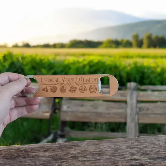 Wooden Bottle Opener - Choose your Weapon {3}