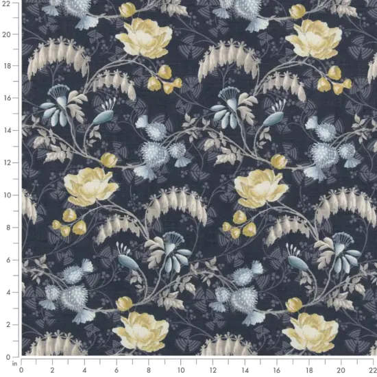 Indigo - Blue Floral Upholstery Fabric 54 Inches" {4}