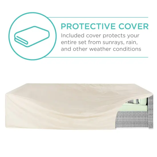 Best Choice Products 7-Piece Outdoor Modular Patio Conversation Furniture, Wicker Sectional Set Gray/Light Mint {4}