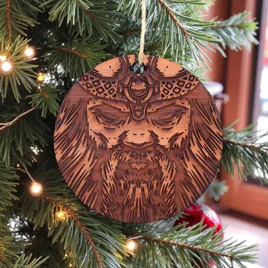 Viking Warrior - Raw Cedar Ornament 3x3in {5}