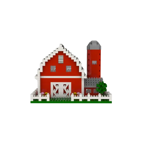 Mini Building Blocks - Farm Series - Barn with Fence {3}