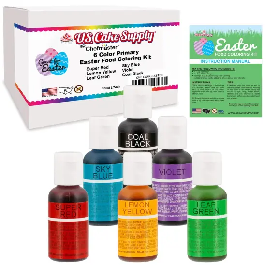 U.S. Cake Supply 6 Color Primary Easter Food Coloring Kit {1}
