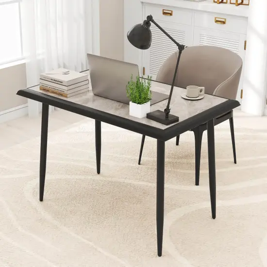 Costway 44" Rectangular Kitchen Table with Metal Frame Faux Marble Tabletop Dining Table {6}