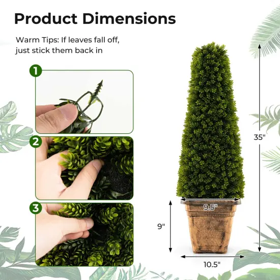 Costway 3 FT Artificial Boxwood Topiary Tree Potted Fake Tree Indoor & Outdoor Faux Tree {3}