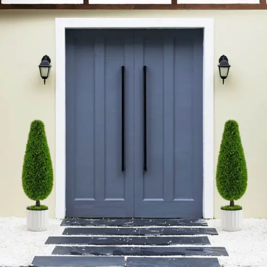 Costway 2 Pack Artificial Cedar Plant 3 FT Potted Teardrop Shaped Bush with Premium PE Leaves {1}