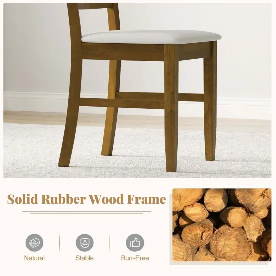 Costway Wood Dining Chairs Set of 2/4 Fabric Upholstered Side Chairs with Rubber Wood Frame {6}