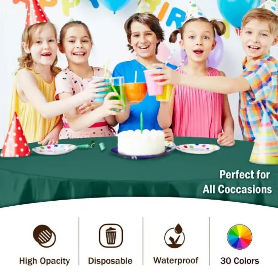 Exquisite Disposable Round Plastic Tablecloths &ndash; 6 Pack 84" Disposable Table Cloths &ndash; Indoor/Outdoor Party Tablecloth &ndash; Round Plastic Table Cover for Events & Party Supplies Dark Green {3}
