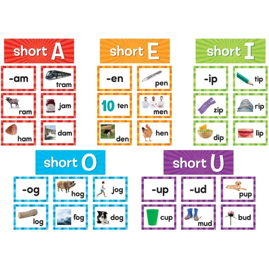 Short Vowels Pocket Chart Cards, 205 Pieces {1}