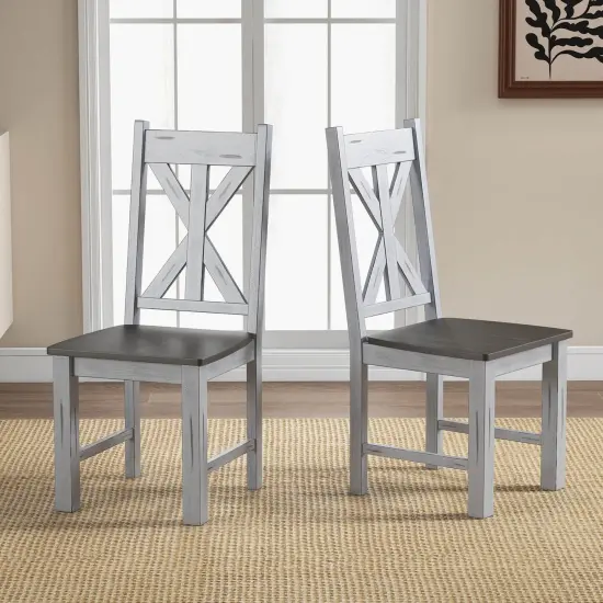 Costway Wooden Dining Chair Set of 2/4 withRubber Wood Frame Elegant Hollowed Backrest {4}