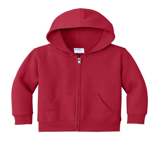 Port & Company&reg; Toddler Core Fleece Full Zip Hooded Sweatshirt Red {2}