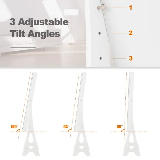 Costway LED Jewelry Cabinet Armoire withBevel Edge Mirror Organizer Mirrored Standing {6}