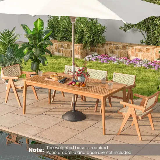 Costway 8-Person Outdoor Acacia Wood Dining Table with 1.96" Umbrella Hole Rectangular {5}