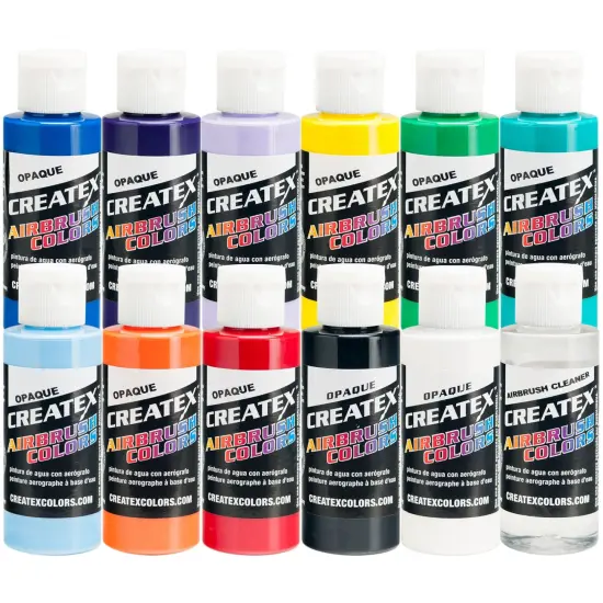 12 Color Opaque Airbrush Paint Set, 2 oz. Bottles {1}