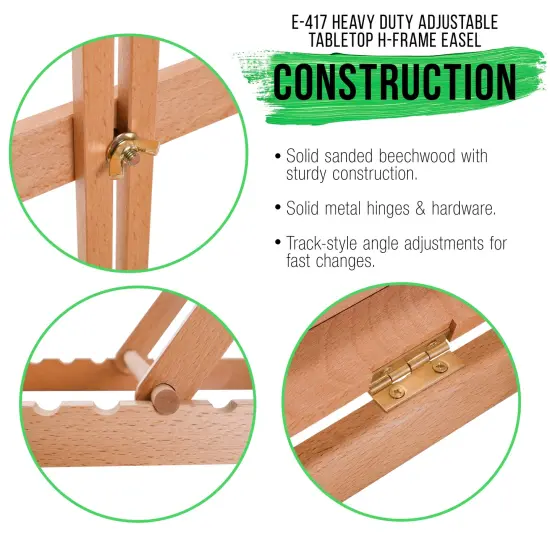 Venice Heavy Duty H-Frame Tabletop Easel - Artist Studio Desktop Drawing Table, Portable Drafting Table, Adjustable Art Board, Tabletop Easel for Painting, Holds Up to 23" Canvas {5}