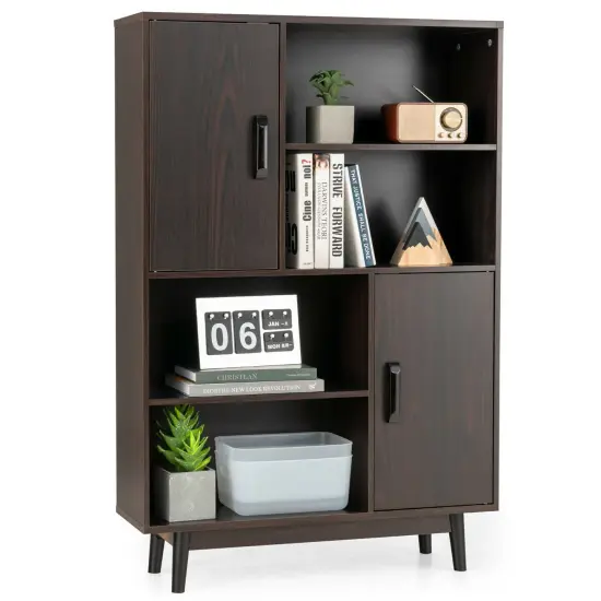 Costway Sideboard Storage Cabinet Bookshelf Cupboard w/Door Shelf Black / White / Espresso {7}