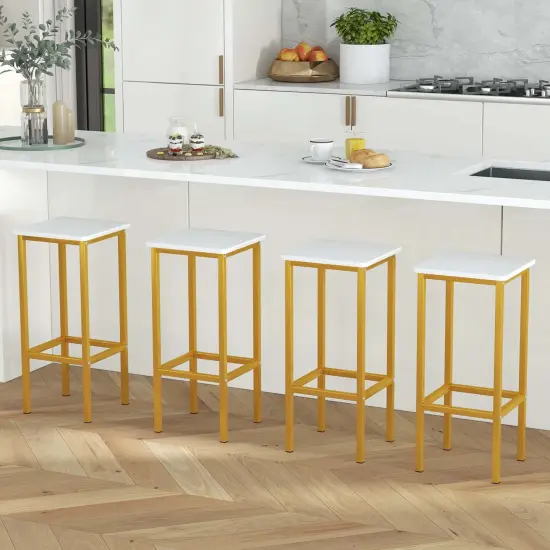 Costway 4 PCS 26"Bar Stool Set with Metal Frame Footrest Backless Counter Height Stool Brown {4}