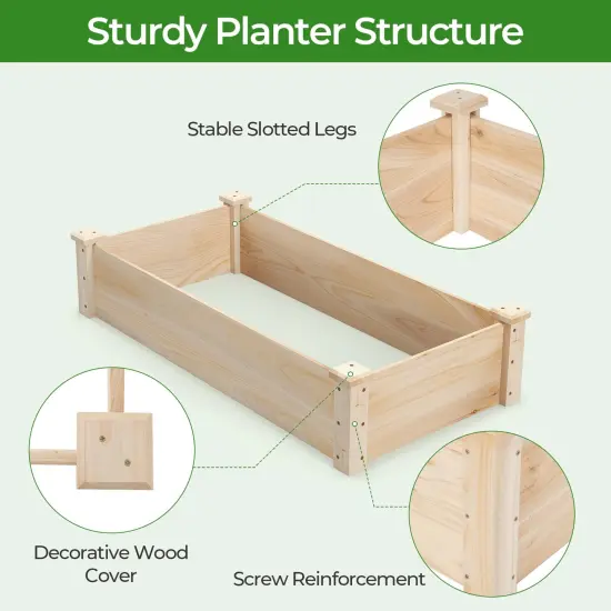 Costway Raised Garden Bed Fir Wood Wooden Square Wood Planter Box for Flower Outdoor {5}