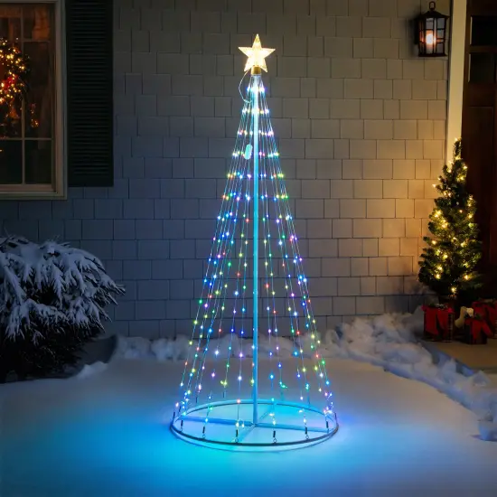 Northlight LED Lighted Color Changing Multiple Function Outdoor Christmas Cone Tree - 6' White {4}